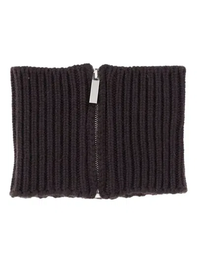 Sa Su Phi Ribbed Zip-fastening Neck-warmer Scarf In Brown