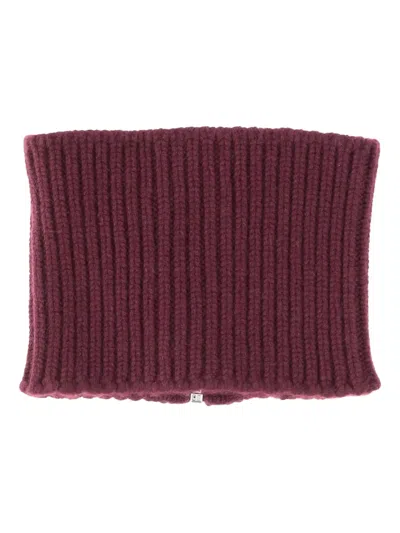 Sa Su Phi Textured Ribbed Scarf For All Seasons In Burgundy