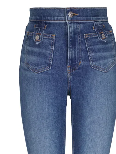 Veronica Beard Button-fly Flared Jeans In Blue