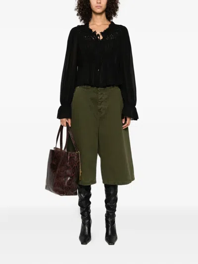 Chloé Silk Georgette And Lace Top In Black