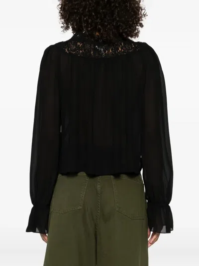 Chloé Silk Georgette And Lace Top In Black