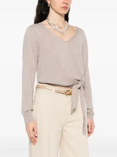 Liu •jo Liu Jo Wool Sweater With Necklace In Gray