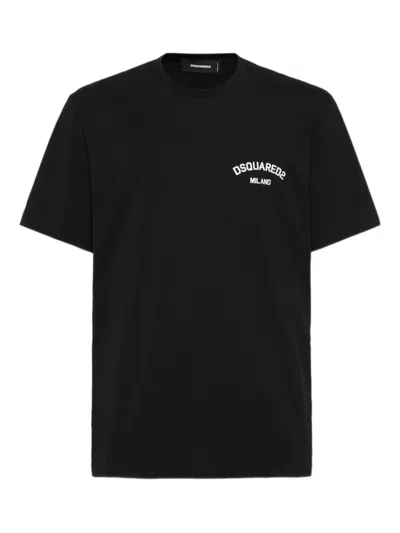Dsquared2 Regular Fit Cotton T-shirt In Black