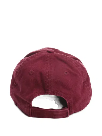 Attico Logo-embroidered Frayed-edge Baseball Cap In Burgundy