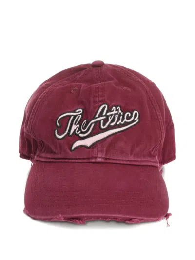 Attico Logo-embroidered Frayed-edge Baseball Cap In Burgundy