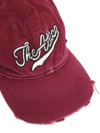 Attico Logo-embroidered Frayed-edge Baseball Cap In Burgundy