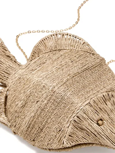 Poolside Fish-shaped Woven Clutch In Neutral