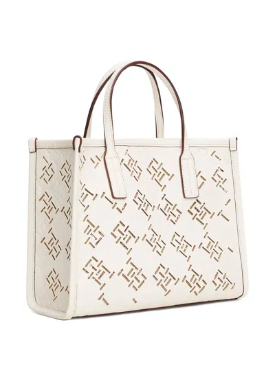 Tommy Hilfiger City Th Cut-out Pattern Tote Bag In White