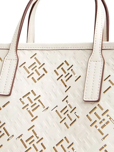 Tommy Hilfiger City Th Cut-out Pattern Tote Bag In White