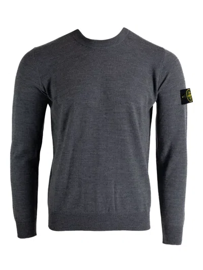 Stone Island Lightweight Wool Crew Neck Pullover In Black