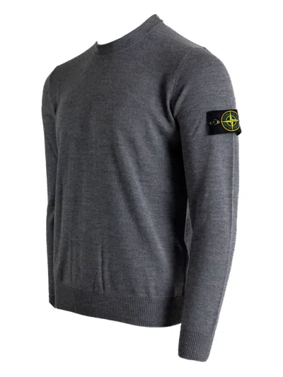 Stone Island Lightweight Wool Crew Neck Pullover In Black