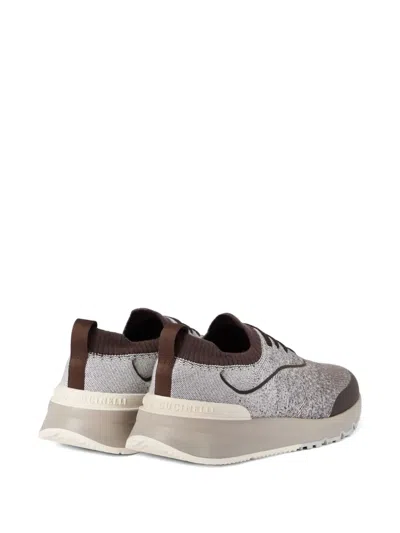 Brunello Cucinelli Stylish Sneakers With Contrast Sole And Round Toe In Brown
