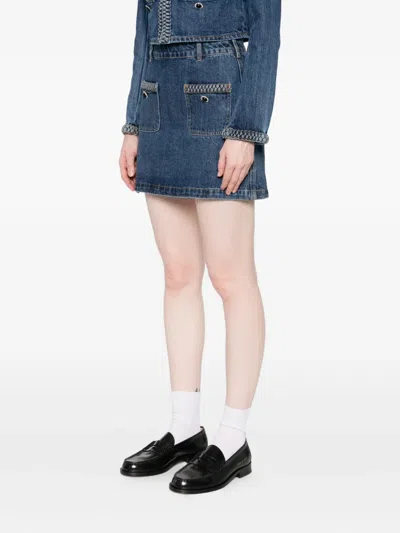 Self-portrait Braided-trim Denim Jacket In Blue