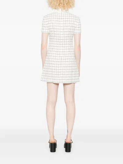 Self-portrait Checked Boucle Mini Dress In White