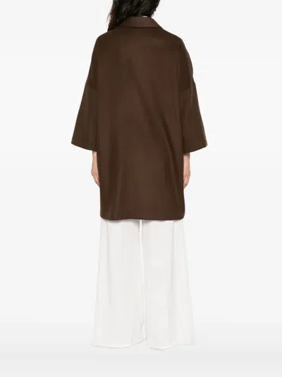 Semicouture Lapel Wide-sleeved Coat In Brown