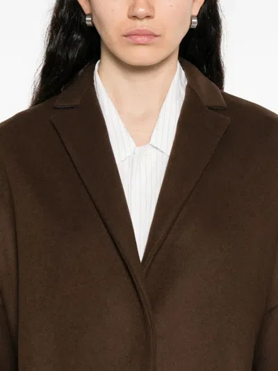 Semicouture Lapel Wide-sleeved Coat In Brown