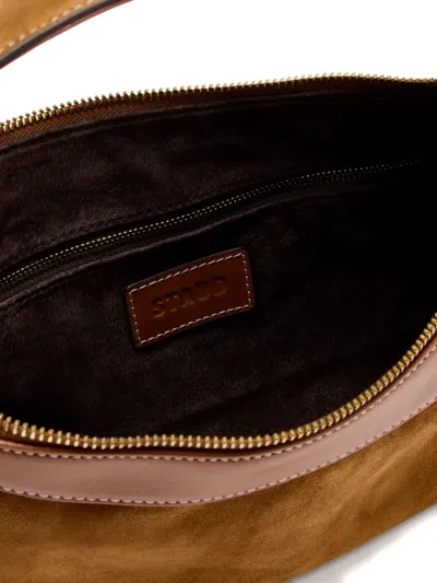 Staud Suede Zip-top Satchel In Brown