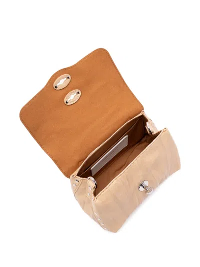 Zanellato Structured Beige Lamb Leather Shoulder Bag In Brown