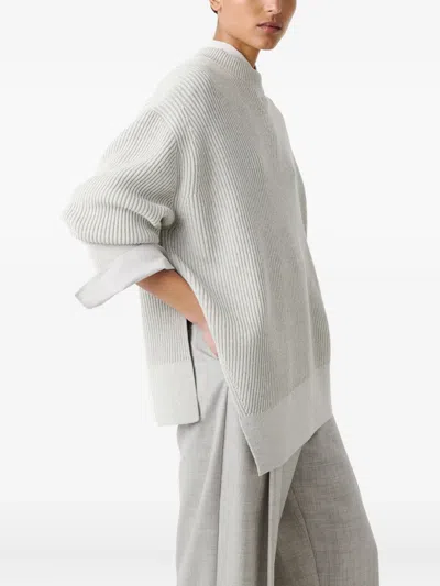 Studio Nicholson Verda Ribbed Asymmetric-hem Sweater In Neutral