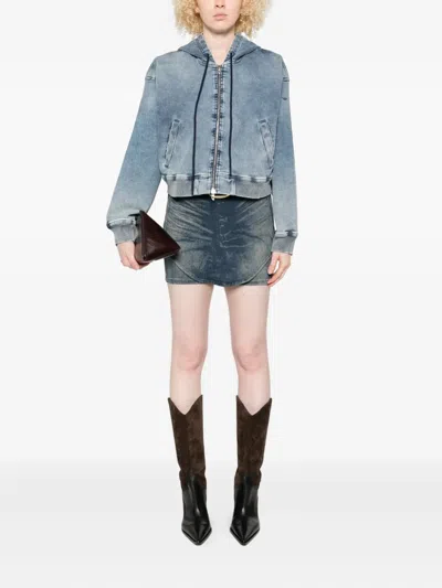 连帽拉链牛仔夹克