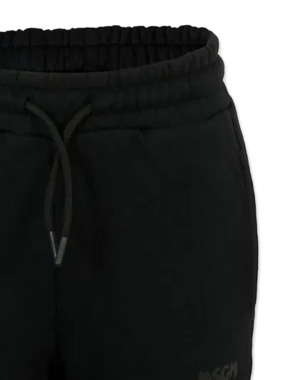 Msgm Black Sweatpants For Kids With Logo In Black