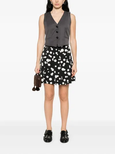 波珠印花百褶迷你半身裙