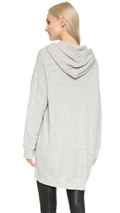 Shop R13 Long Hooded Sweatshirt In Heather Grey