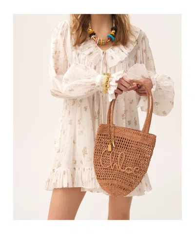 Chloé Floral-print Cotton Voile Ruffle Mini Dress In White