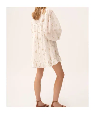 Chloé Floral-print Cotton Voile Ruffle Mini Dress In White