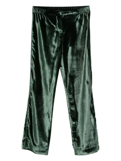 F.r.s . Velvet High Waisted Trousers In Green