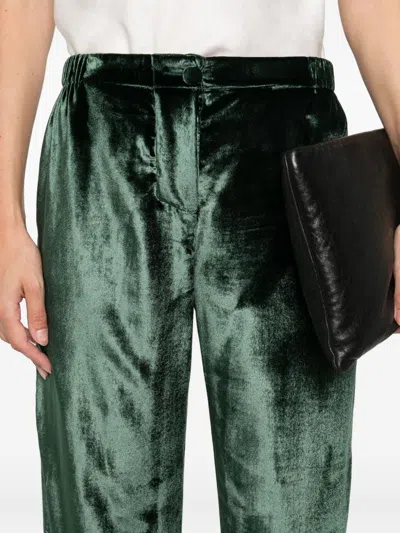 F.r.s . Velvet High Waisted Trousers In Green
