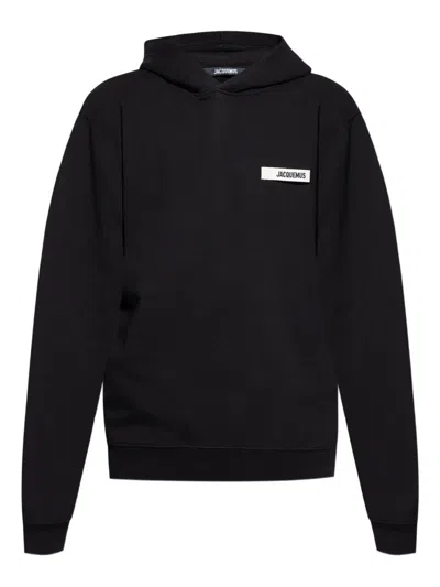 Jacquemus Cotton Fabric Hoodie With Long Sleeves In Black