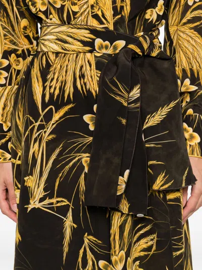 F.r.s . Silk Blend Printed Maxi Dress In Black