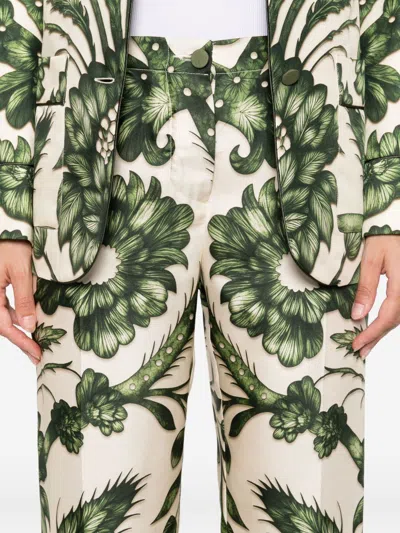 F.r.s . Printed Silk Trousers In Green