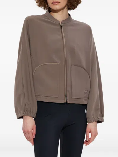 Emporio Armani Technical Cady Blouson With Logo Embroidery In Neutral