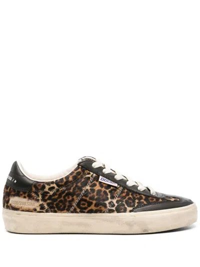 Golden Goose Soul Star Sneakers In Leopard-print Pony Skin With Black Nappa Leather Heel Tab And Ins In Animal Print