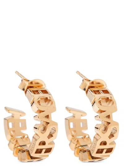 Versace Logo Hoop Earrings In Gold
