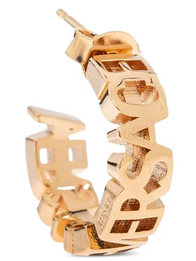 Versace Logo Hoop Earrings In Gold