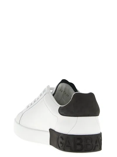 Dolce & Gabbana Portifano Panelled Leather Sneakers In White
