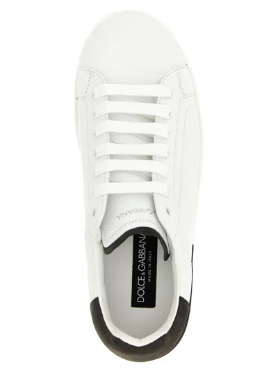 Dolce & Gabbana Portifano Panelled Leather Sneakers In White
