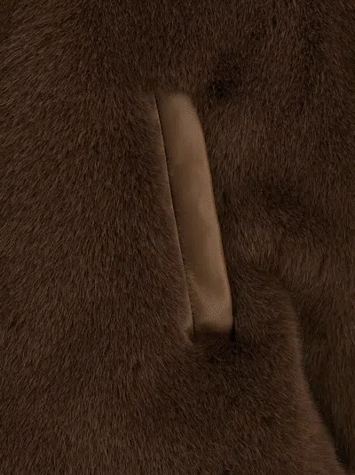 Pinko Brown Polyester Clothing Jackets In Brown