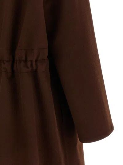 Fabiana Filippi Waist Belt Long Sleeve Lapel Pocket Coat In Brown