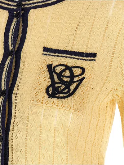 Valentino Embroidered Striped Pointelle-knit Linen-blend Cardigan In Metallic