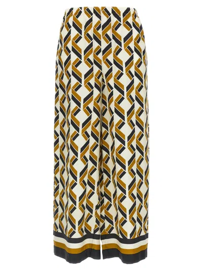 Eres Tube Patterned Silk Twill Wide-leg Pants In Brown