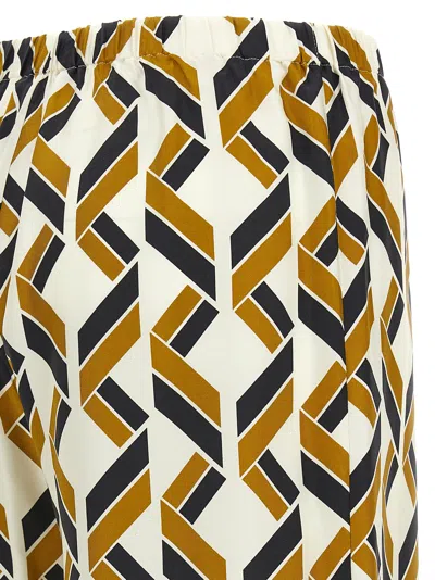 Eres Tube Patterned Silk Twill Wide-leg Pants In Brown