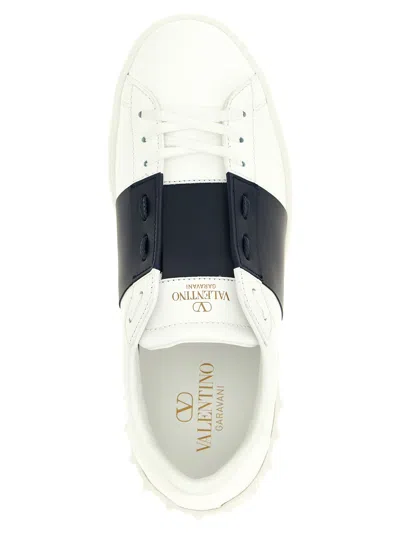 Valentino Garavani Open Leather Sneakers With Contrast Band And Stud Details Shoes In White