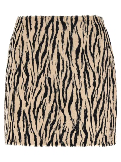 Rotate Birger Christensen Rotate Animal Print Textured Skirt With Form-fitting Design In Multi