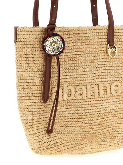 Rabanne Woven Raffia Tote Bag In Sand