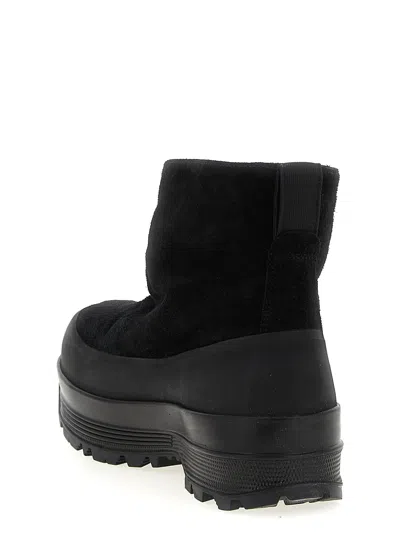 Stone Island Black Suede Ankle Boot With Logo In Black