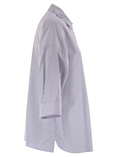 Weekend Max Mara Cotton Stripe Oxford Shirt In Blue